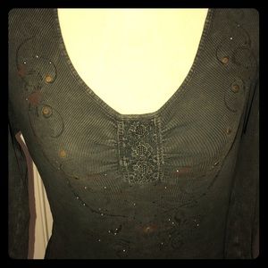 Jean Scoop neck Ribbed shirt